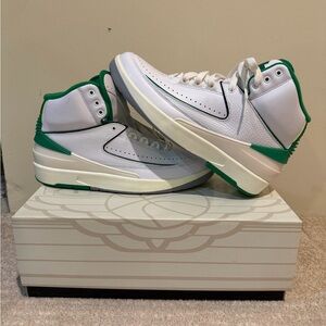 Jordan 2 White and Green High-Top Men's Sneakers